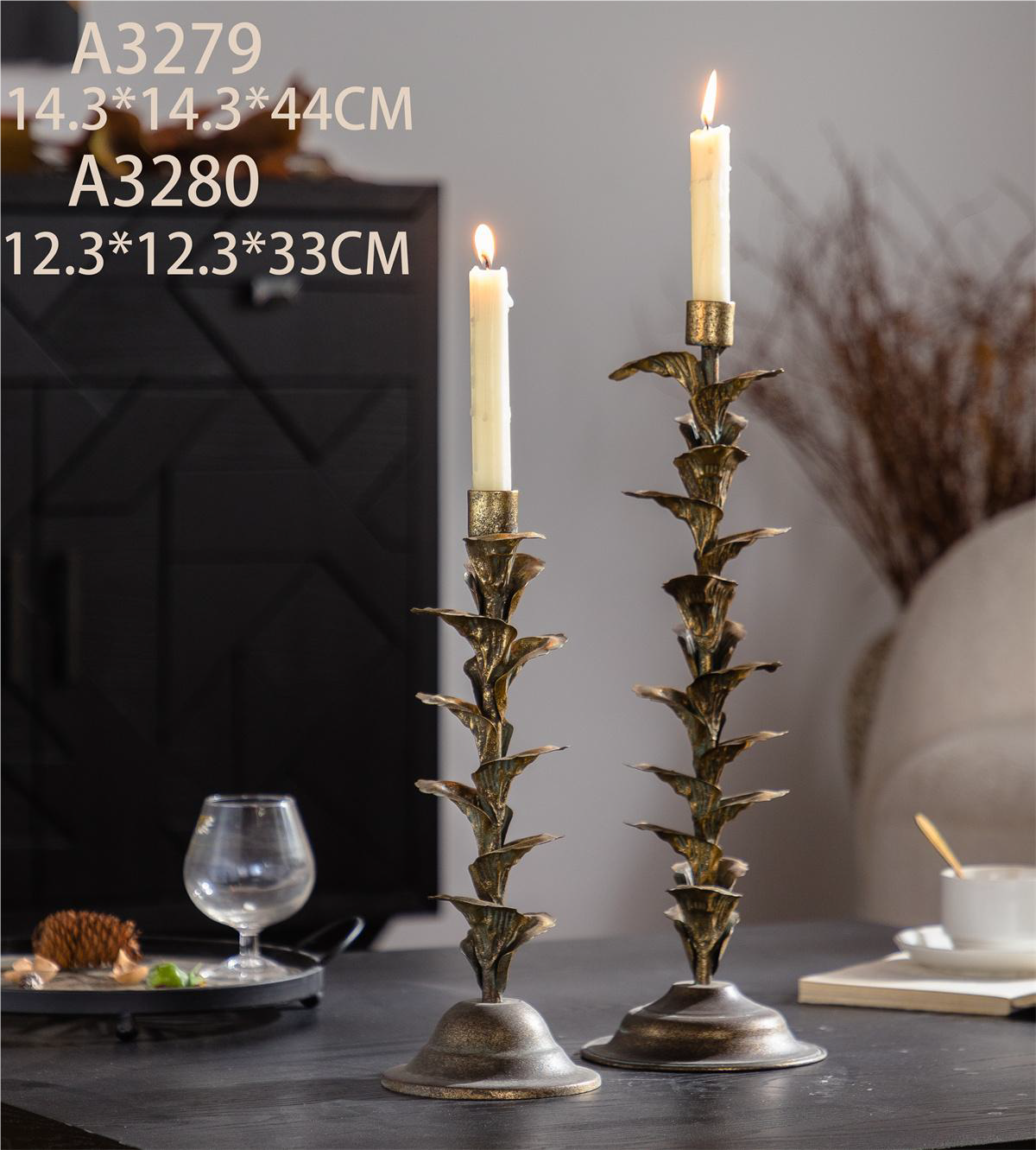 Floral or leaf design rustic candle holder