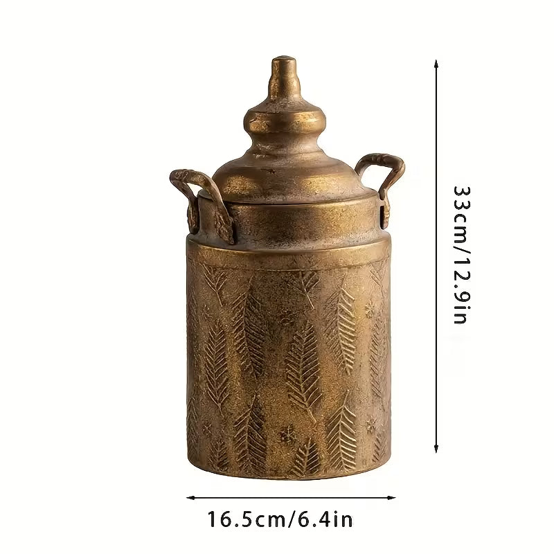 Sorrento Rustic Vase- Vintage Metal Floral Container
