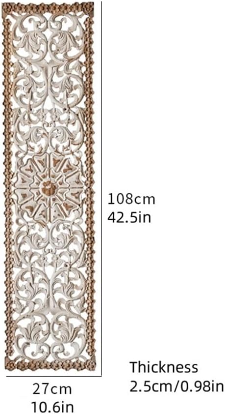 Rustic Hand-Carved Vertical Wall Panel – Antique Floral Wooden Wall Decor
