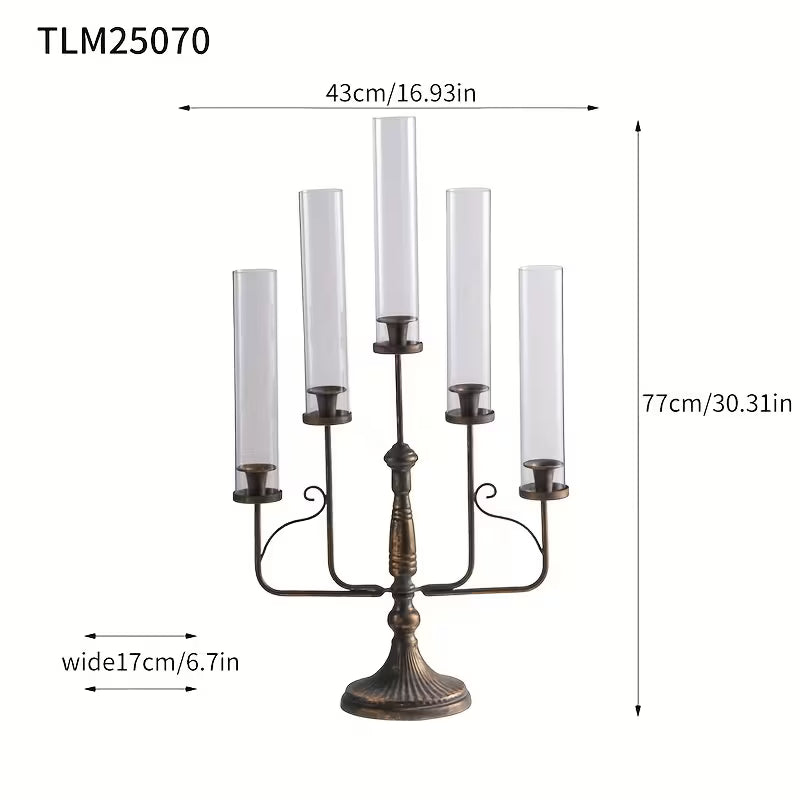 Rustic Black Leaf Candelabra – 7 Arm Vintage Candle Holder