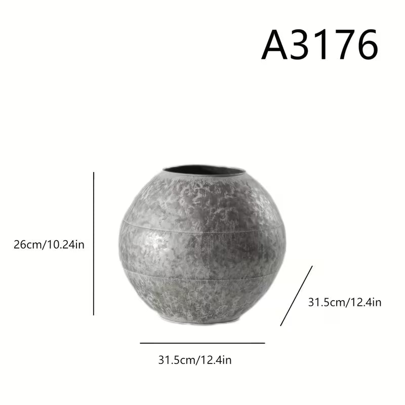 Marblea Rustic Vase – Textured Metal Decorative Flower Vases