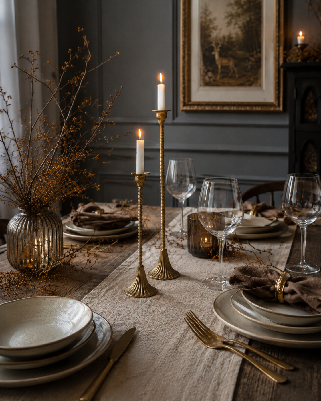 Antique Gold Spiral Taper Candle Holder – Elegant Fluted Metal Candle Stands