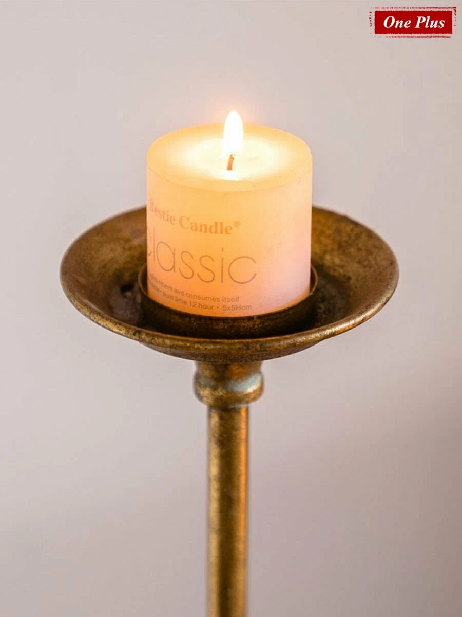 Rustic Floor Candle Stand – Vintage Tall Metal Candle Holder