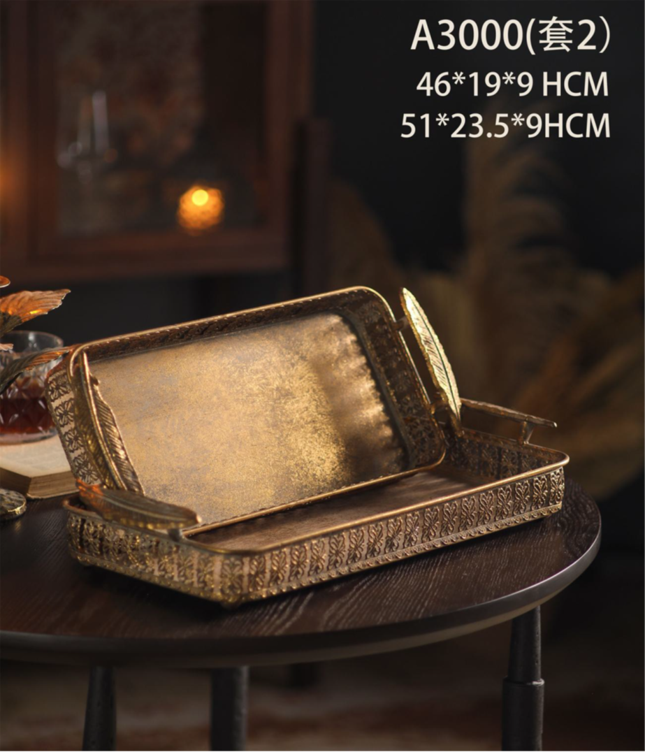 Royal Antique Metal Serving Tray Set – Vintage Embossed Duo