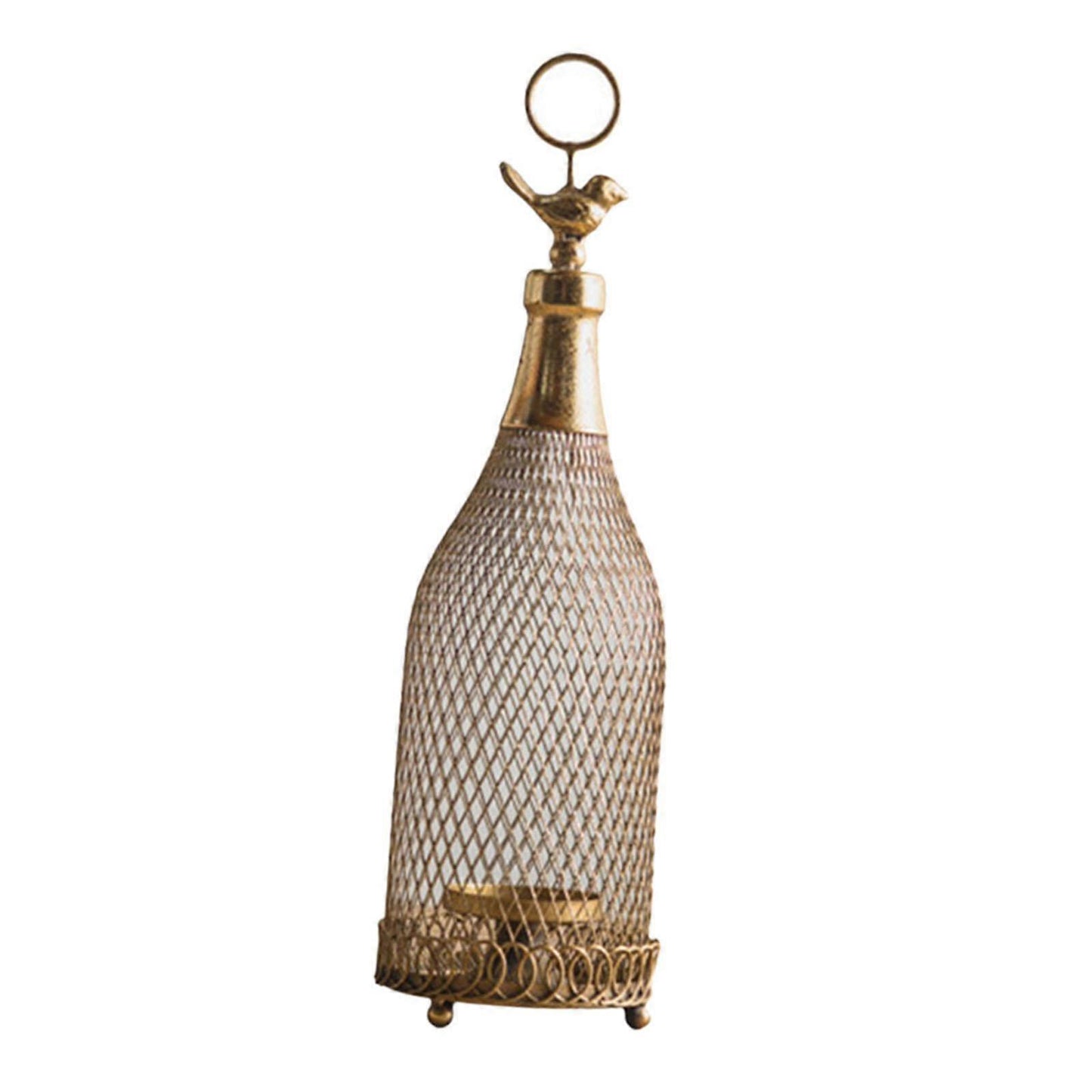 Vintage-inspired gold metal candle holder (Hanging)