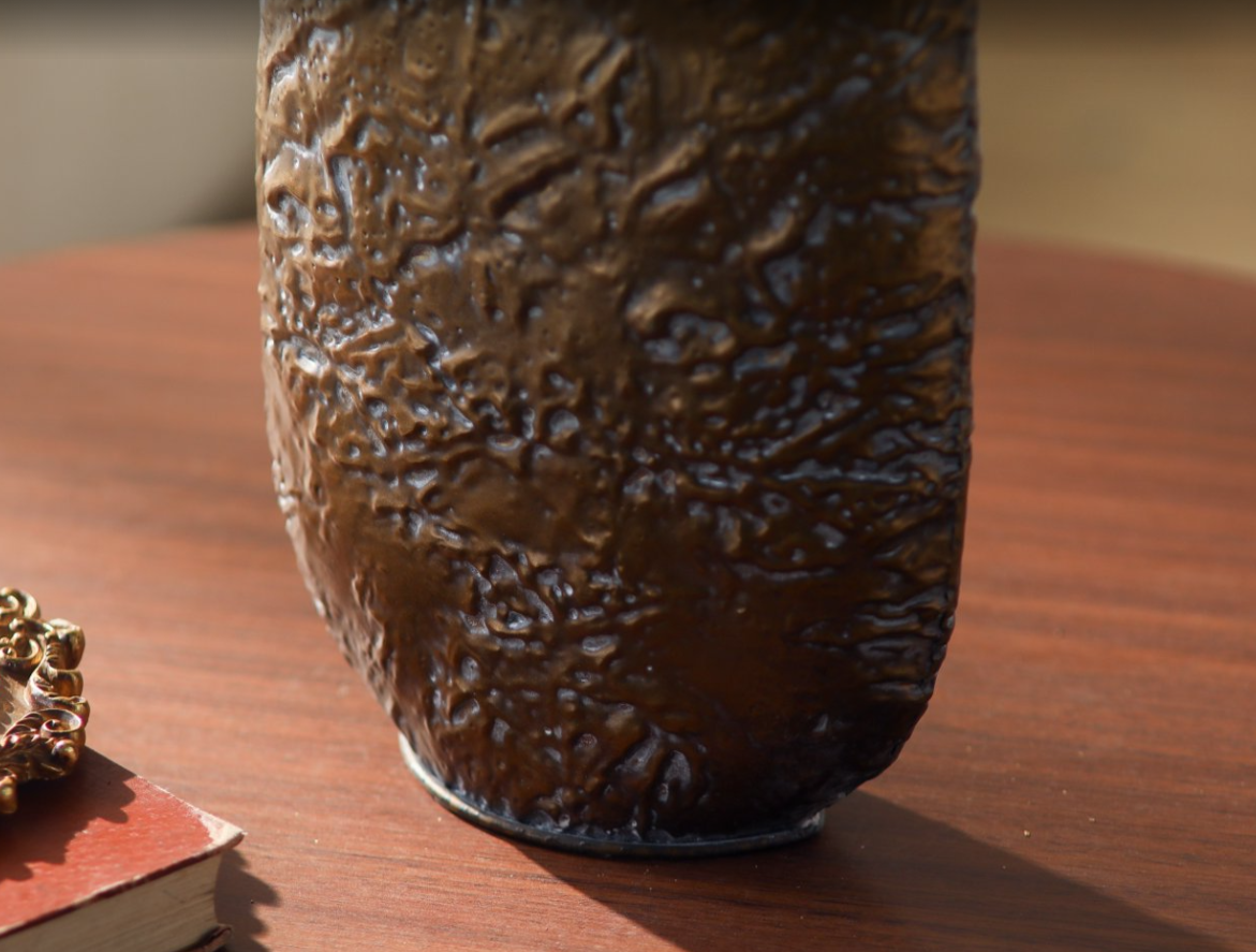 Aureline Crinkle Bronze Sculptural Vase