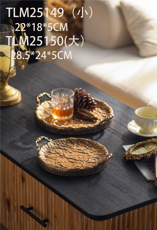 RustForge Oval Metal Tray Set – Vintage Textured Serving Duo