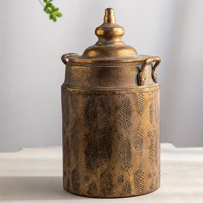 Sorrento Rustic Vase- Vintage Metal Floral Container