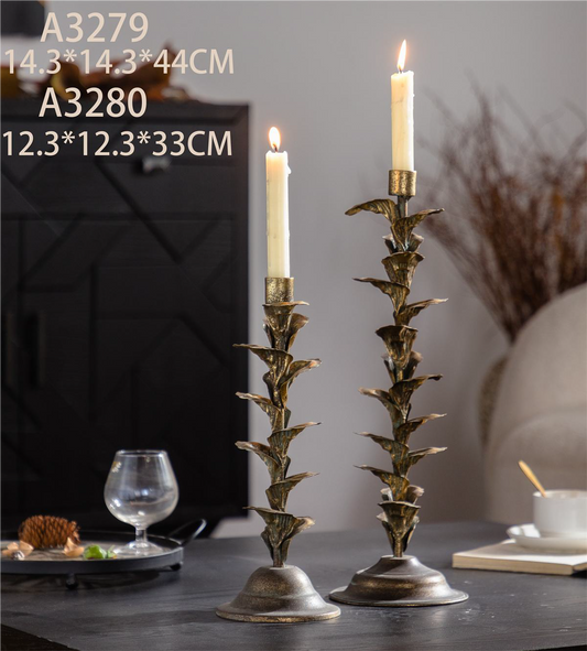 Floral or leaf design rustic candle holder