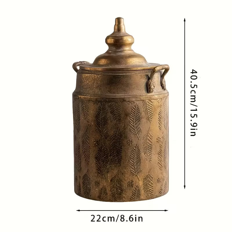 Sorrento Rustic Vase- Vintage Metal Floral Container