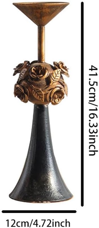 Rustic Floral Metal Candle Holder – Vintage Rose Design Stand