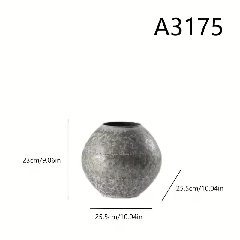 Marblea Rustic Vase – Textured Metal Decorative Flower Vases