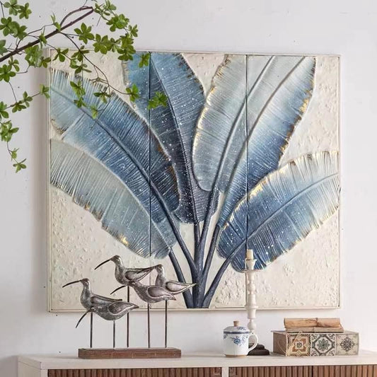 Azure Palm Metal Wall Art – Luxe Tropical Statement Panel