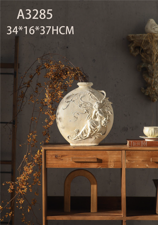 Elysia Rustic Vase – Vintage Sculpted Floral Statement Piece