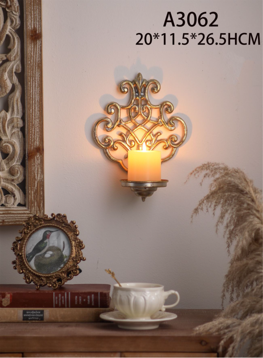 Vintage Ornate Wall Candle Holder – Rustic Metal Sconce