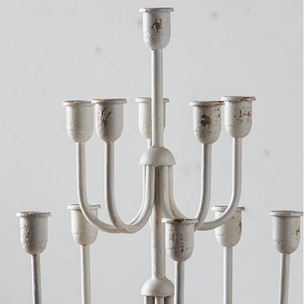 Rustic White Multi-Arm Candelabra – Vintage Candle Stand