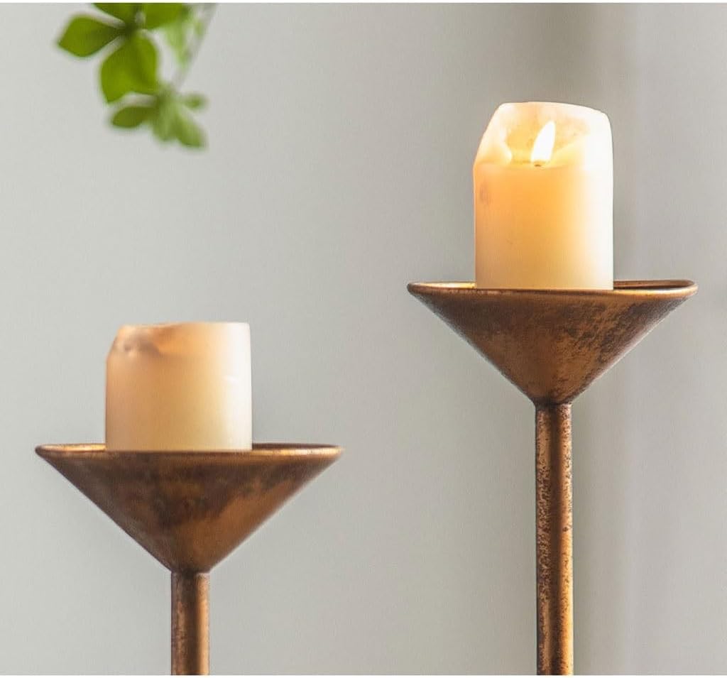 Rustic Floral Metal Candle Holder – Vintage Rose Design Stand