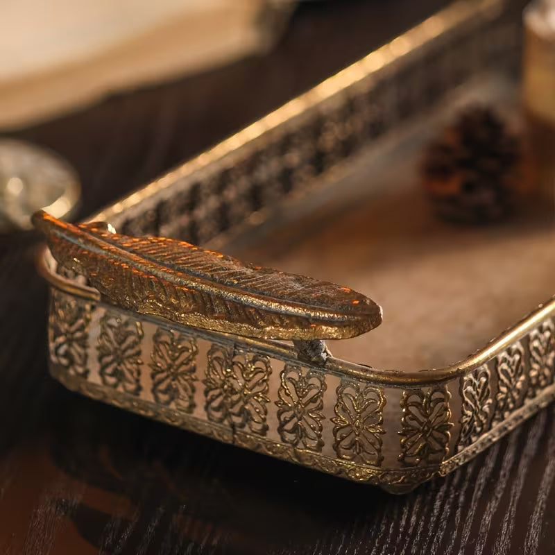 Royal Antique Metal Serving Tray Set – Vintage Embossed Duo