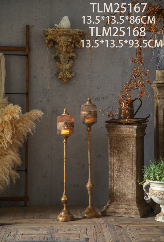 Rustic Vintage Metal Floor Lanterns