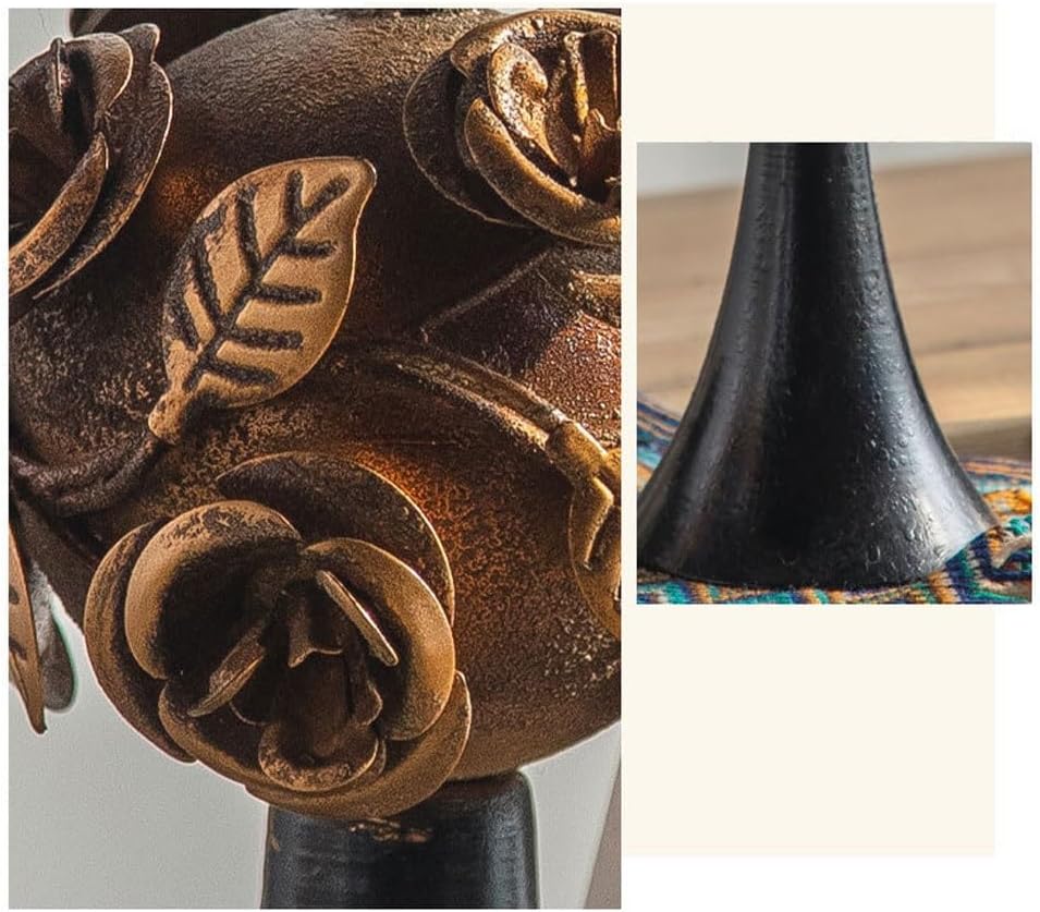 Rustic Floral Metal Candle Holder – Vintage Rose Design Stand