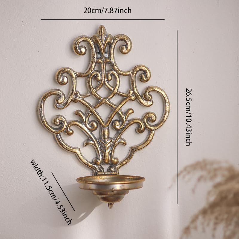 Vintage Ornate Wall Candle Holder – Rustic Metal Sconce