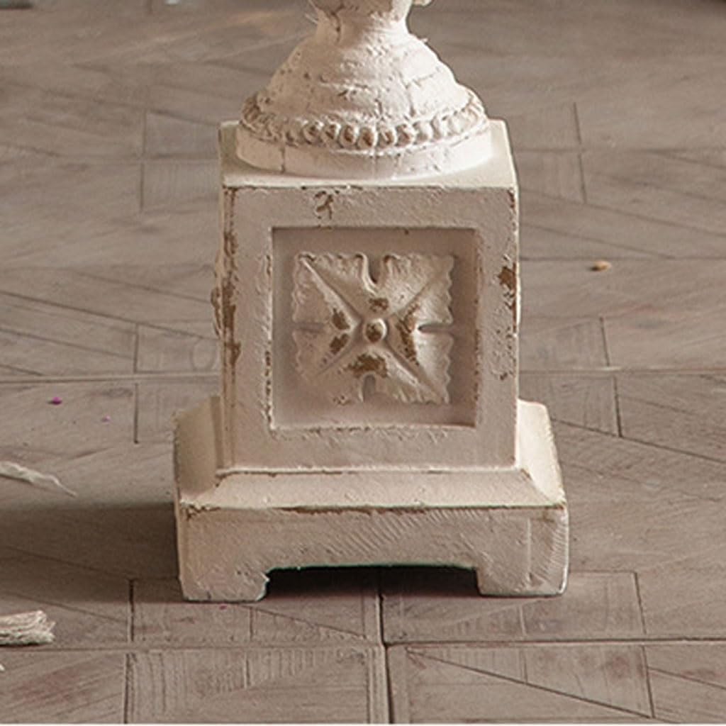 Vintage Pedestal Side Table – Rustic Carved Accent Table