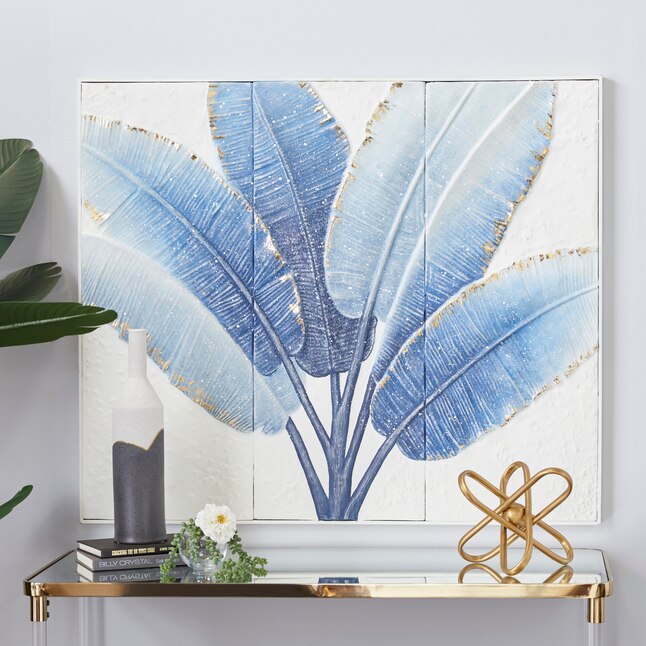 Azure Palm Metal Wall Art – Luxe Tropical Statement Panel