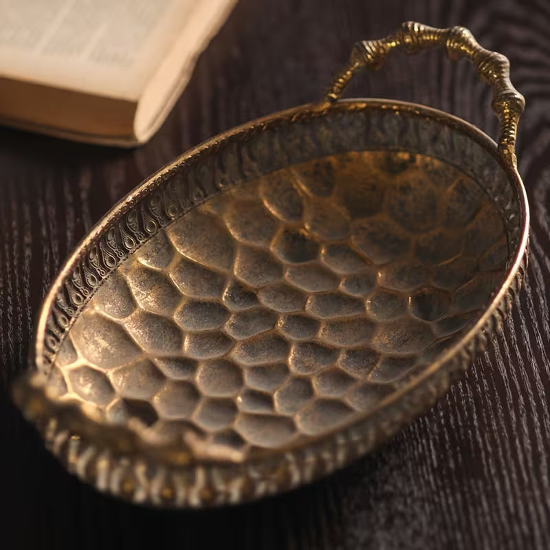 Heritage Oval Metal Tray Set – Vintage Carved Serving Trio