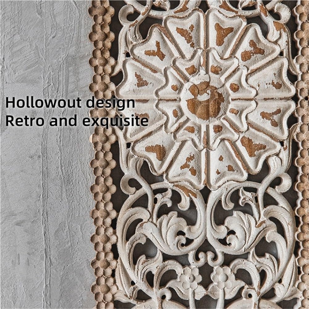 Rustic Hand-Carved Vertical Wall Panel – Antique Floral Wooden Wall Decor