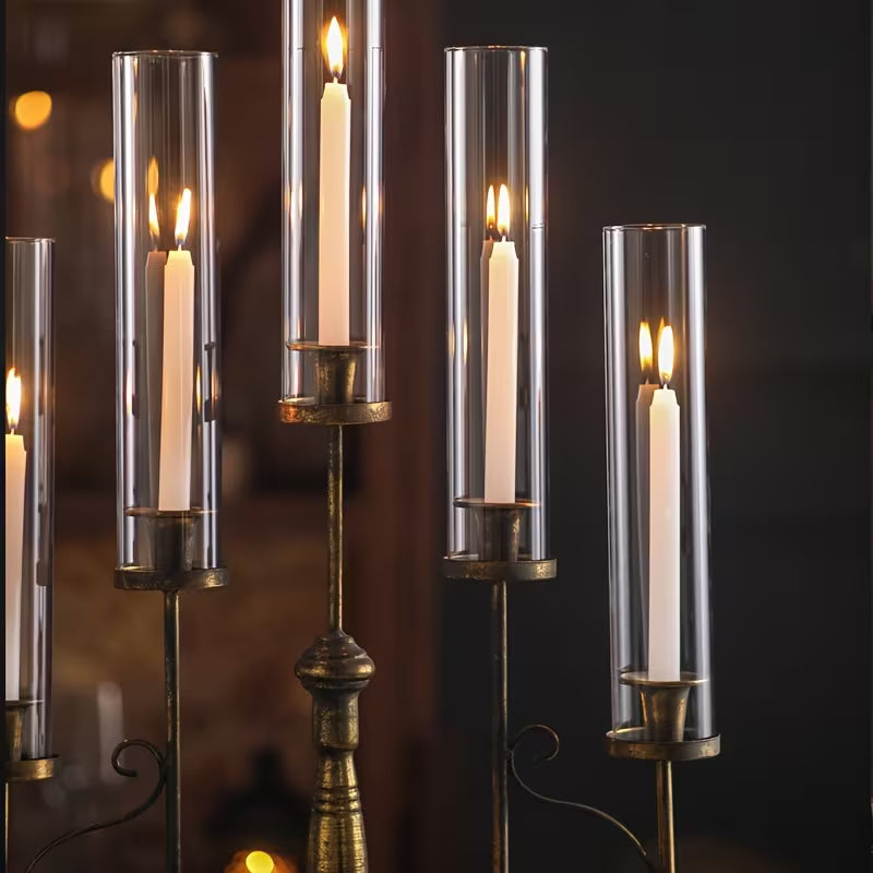 Rustic Black Leaf Candelabra – 7 Arm Vintage Candle Holder