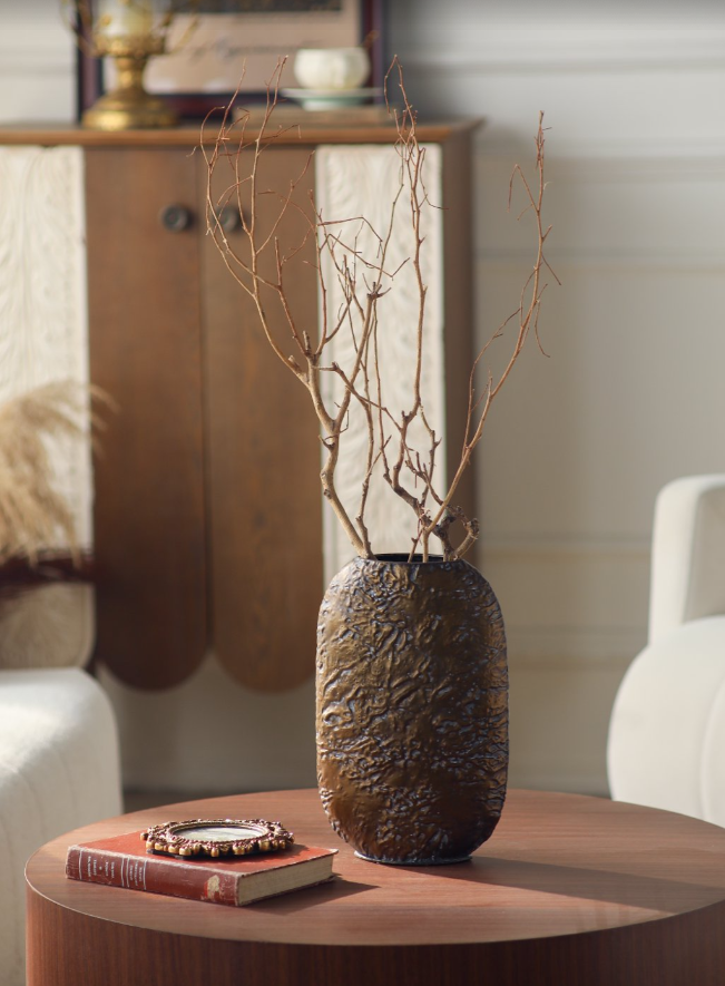 Aureline Crinkle Bronze Sculptural Vase