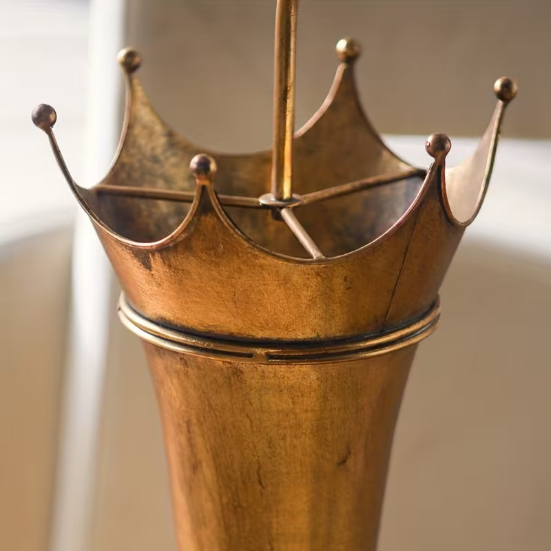 Rustic Vintage Umbrella Stand – Antique Metal Floor Holder with Crown Top