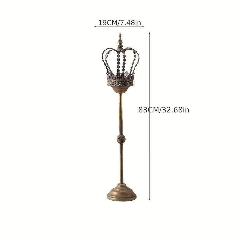 Rustic Crown Floor Candle Stand  – Vintage Royal Metal Holders