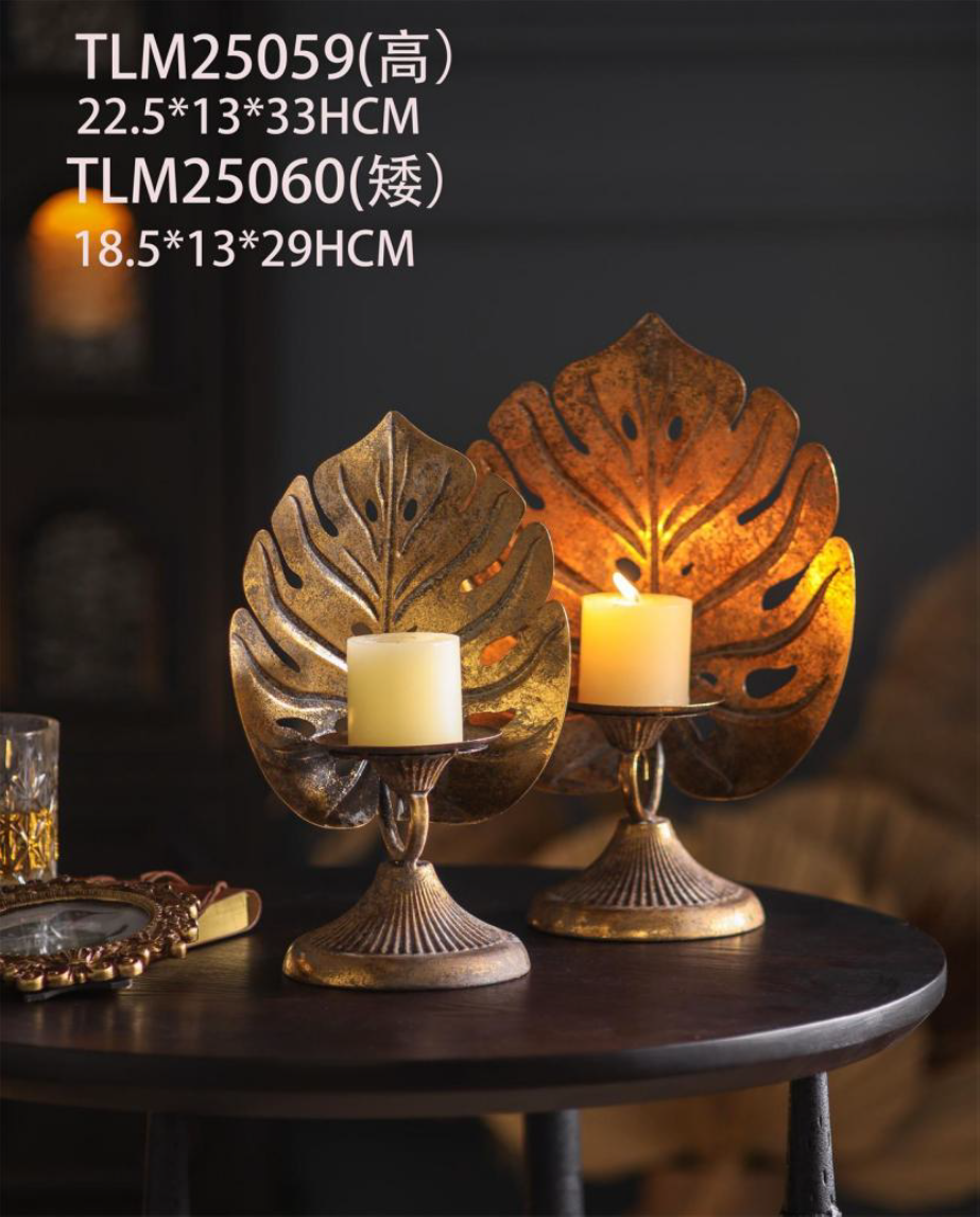 gold leaf rustic candle holders