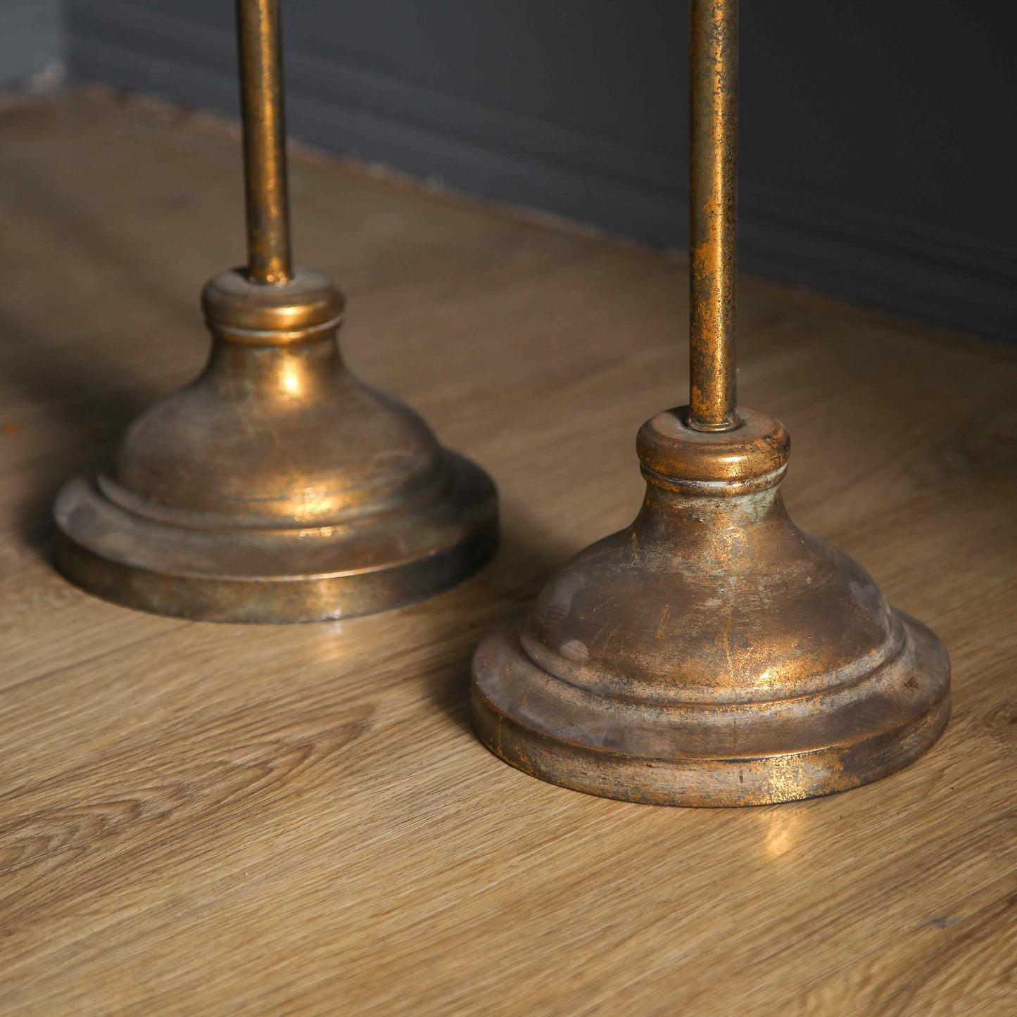 Antique Brass Floor Lantern Candle Holder – Ornate Vintage Pillar Candle Stand