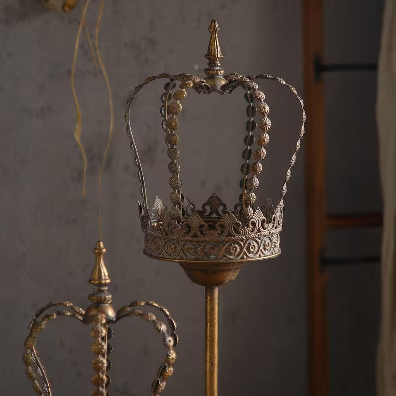 Rustic Crown Floor Candle Stand  – Vintage Royal Metal Holders