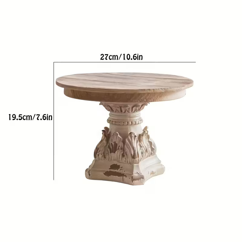 Rustic Pedestal Cake Stand – Vintage Wooden Display Tray