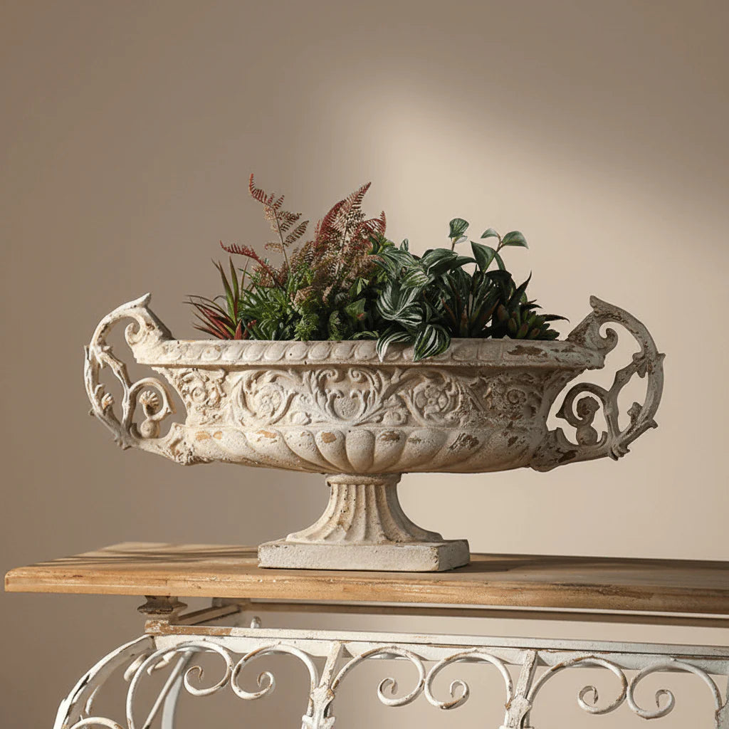 Verona Rustic Planter – Vintage Long Floral Urn