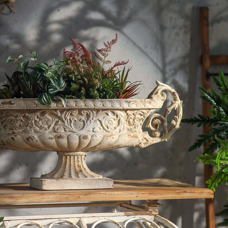 Verona Rustic Planter – Vintage Long Floral Urn