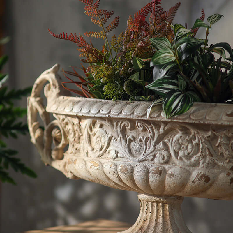 Verona Rustic Planter – Vintage Long Floral Urn