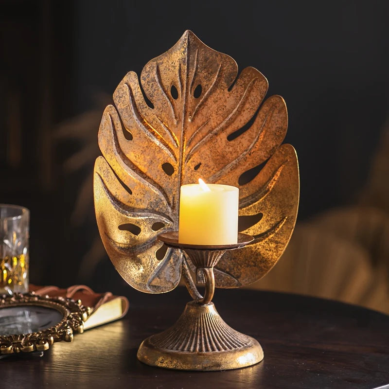 gold leaf rustic candle holders