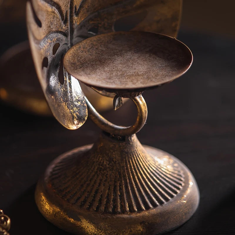 gold leaf rustic candle holders