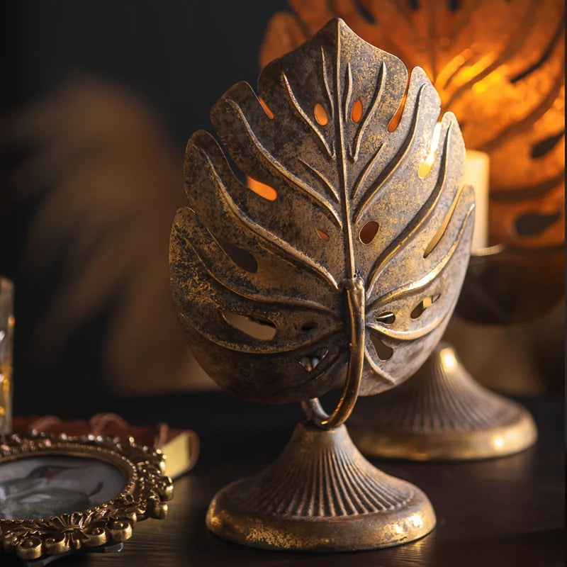 gold leaf rustic candle holders