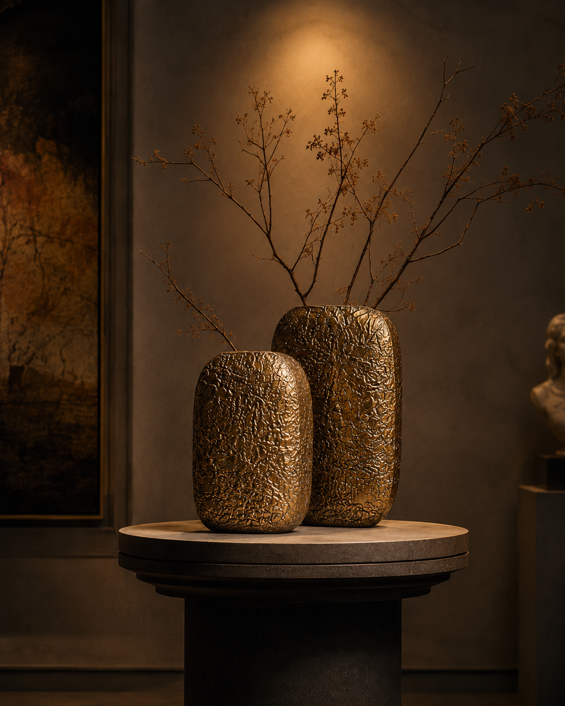 Aureline Crinkle Bronze Sculptural Vase