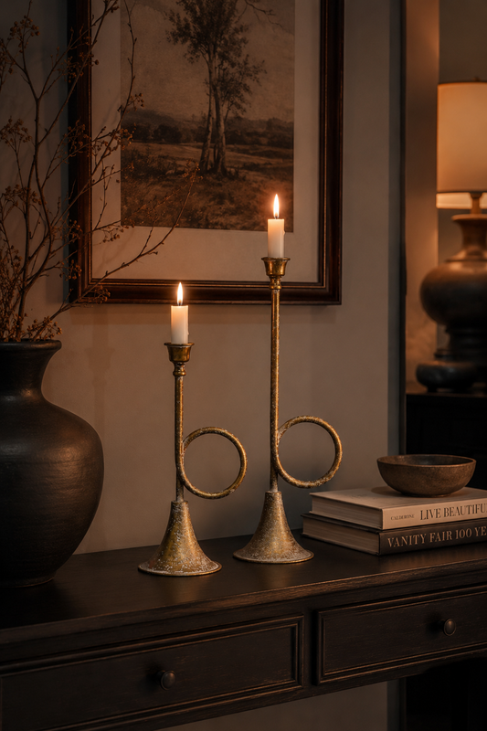 Rustic Loop Candle Holder – Vintage Metal Dining Table Decor