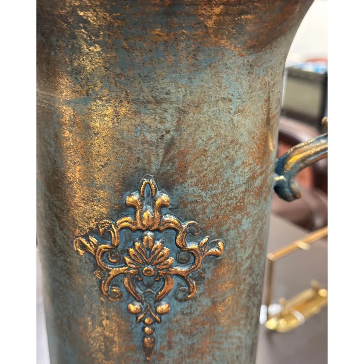 Aurelia Tall Vase – Rustic Vintage Metal Floral Urn