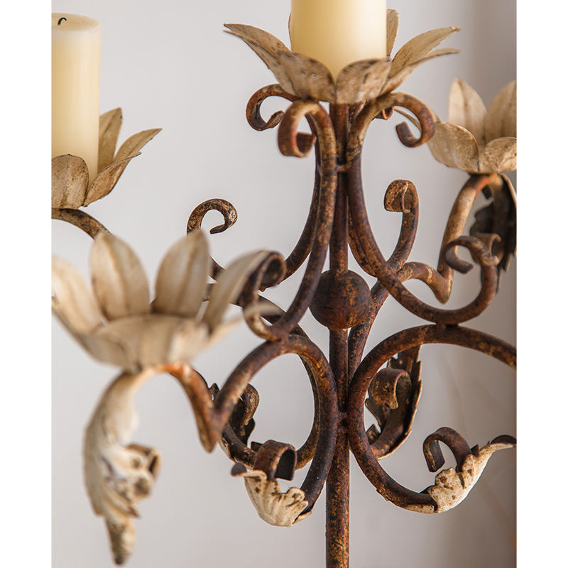 Rustic Floor Standing Candelabra – Vintage Iron Candle Holder Stand