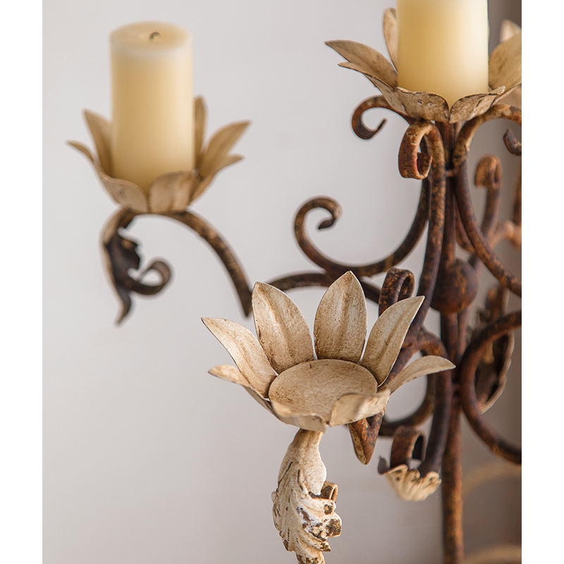 Rustic Floor Standing Candelabra – Vintage Iron Candle Holder Stand