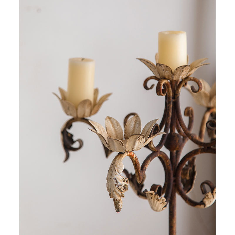 Rustic Floor Standing Candelabra – Vintage Iron Candle Holder Stand