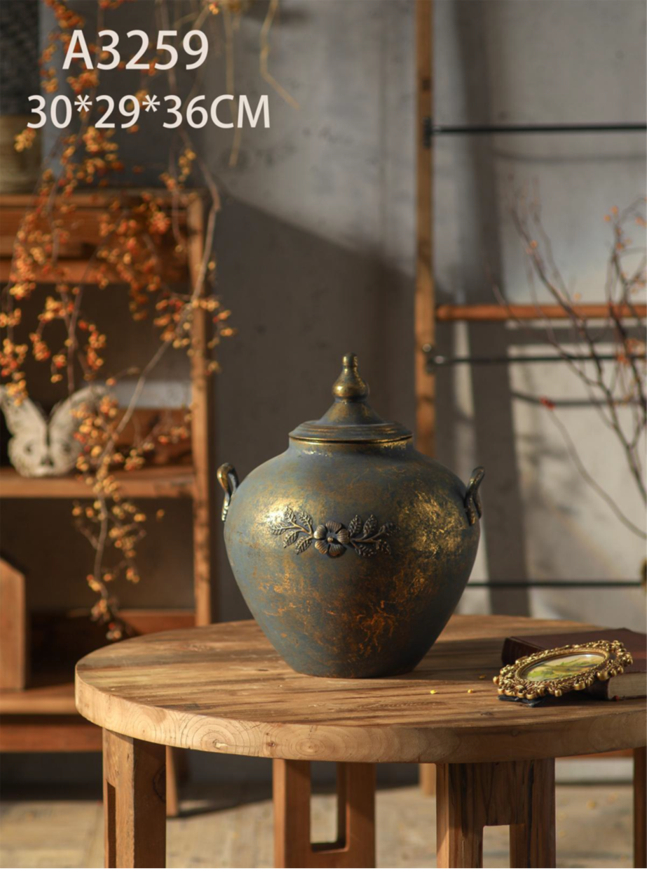 Antique Ember Metal Urn Vase – Rustic Heritage Statement Piece